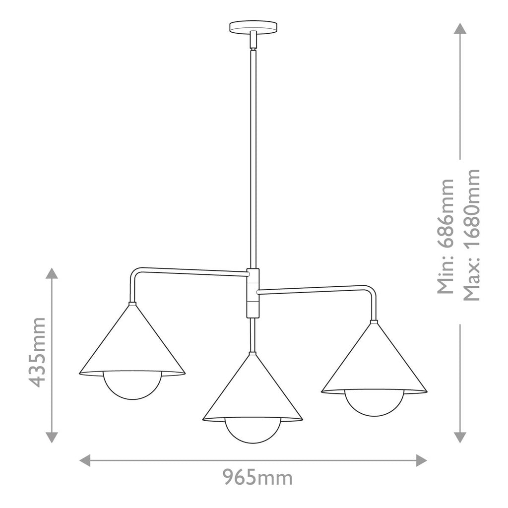 ALM-REMYCK3-GD Alora Mood Remyck 3 lt Chandelier Brushed Gold