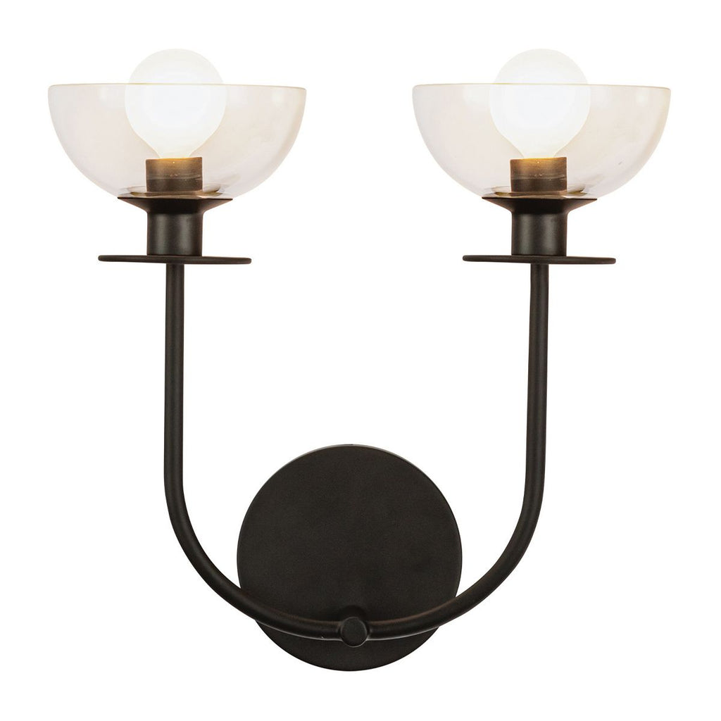 ALM-SYLVIA-2WB-BK-CL Alora Mood Sylvia 2 lt Wall Light Matte Black