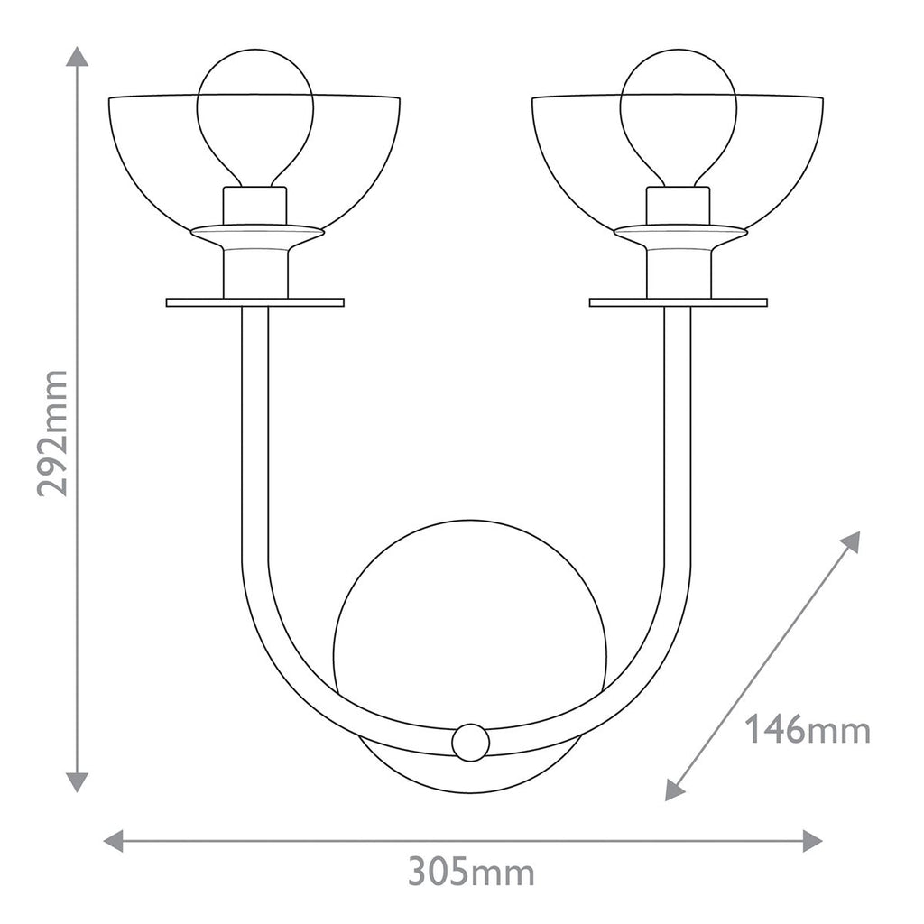 ALM-SYLVIA-2WB-BK-CL Alora Mood Sylvia 2 lt Wall Light Matte Black