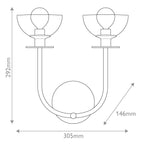 ALM-SYLVIA-2WB-BK-CL Alora Mood Sylvia 2 lt Wall Light Matte Black