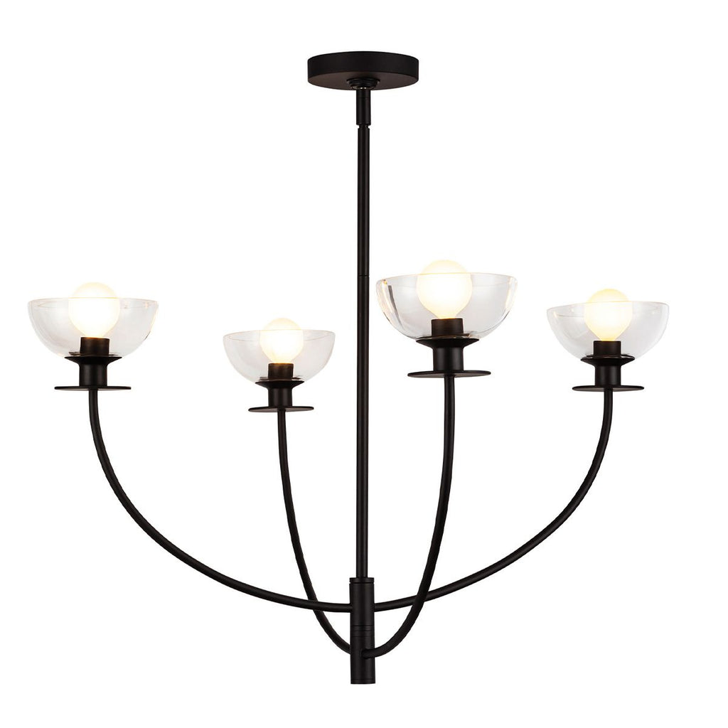 ALM-SYLVIA4-BK-CL Alora Mood Sylvia 4 lt Chandelier Matte Black