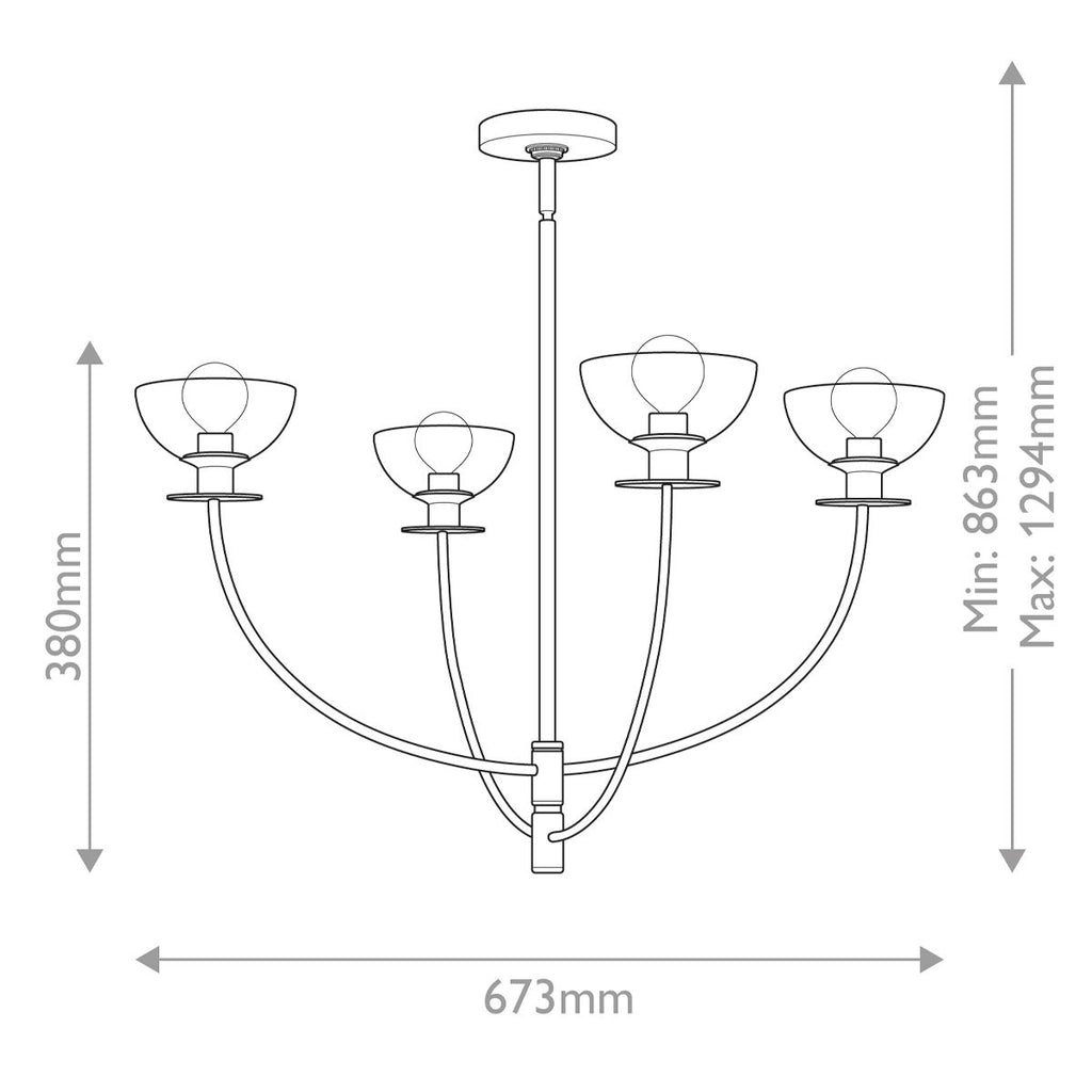 ALM-SYLVIA4-BK-CL Alora Mood Sylvia 4 lt Chandelier Matte Black