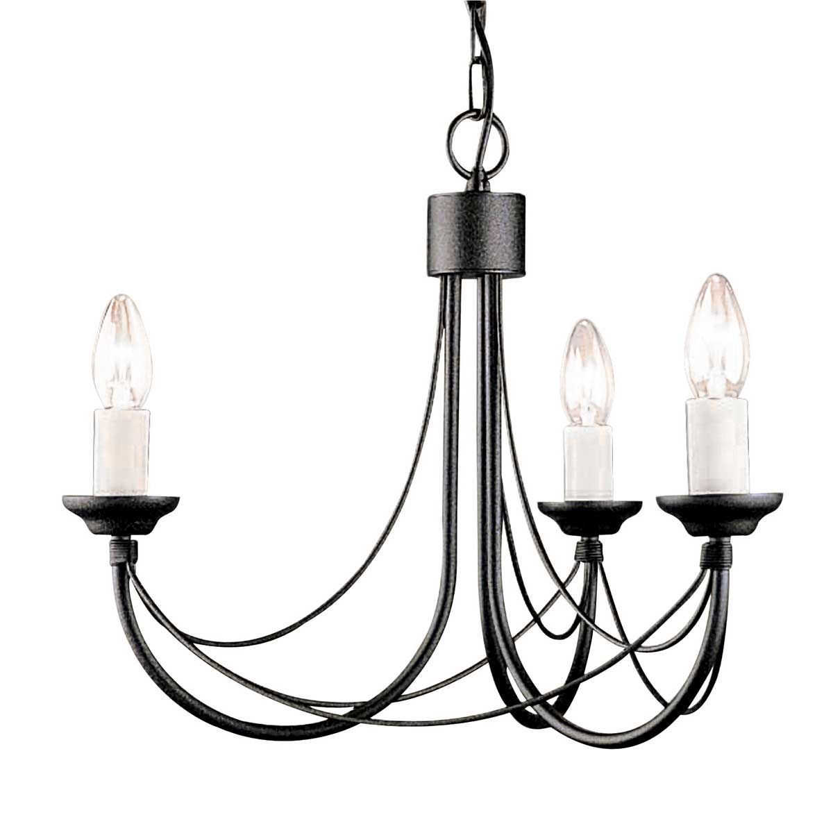 CB3-BLACK Carisbrooke 3 Light Chandelier Black