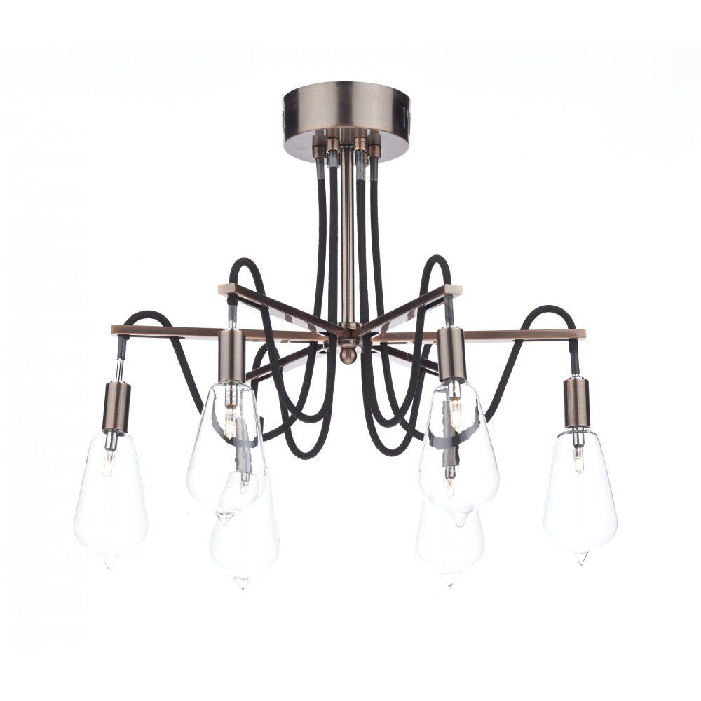 Dar SCR0664 Scroll 6 Light Semi Flush Copper (SD)