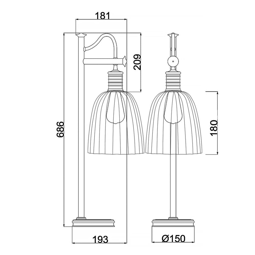 DOUILLE-TL-AB Douille 1 Light Table Lamp Aged Brass