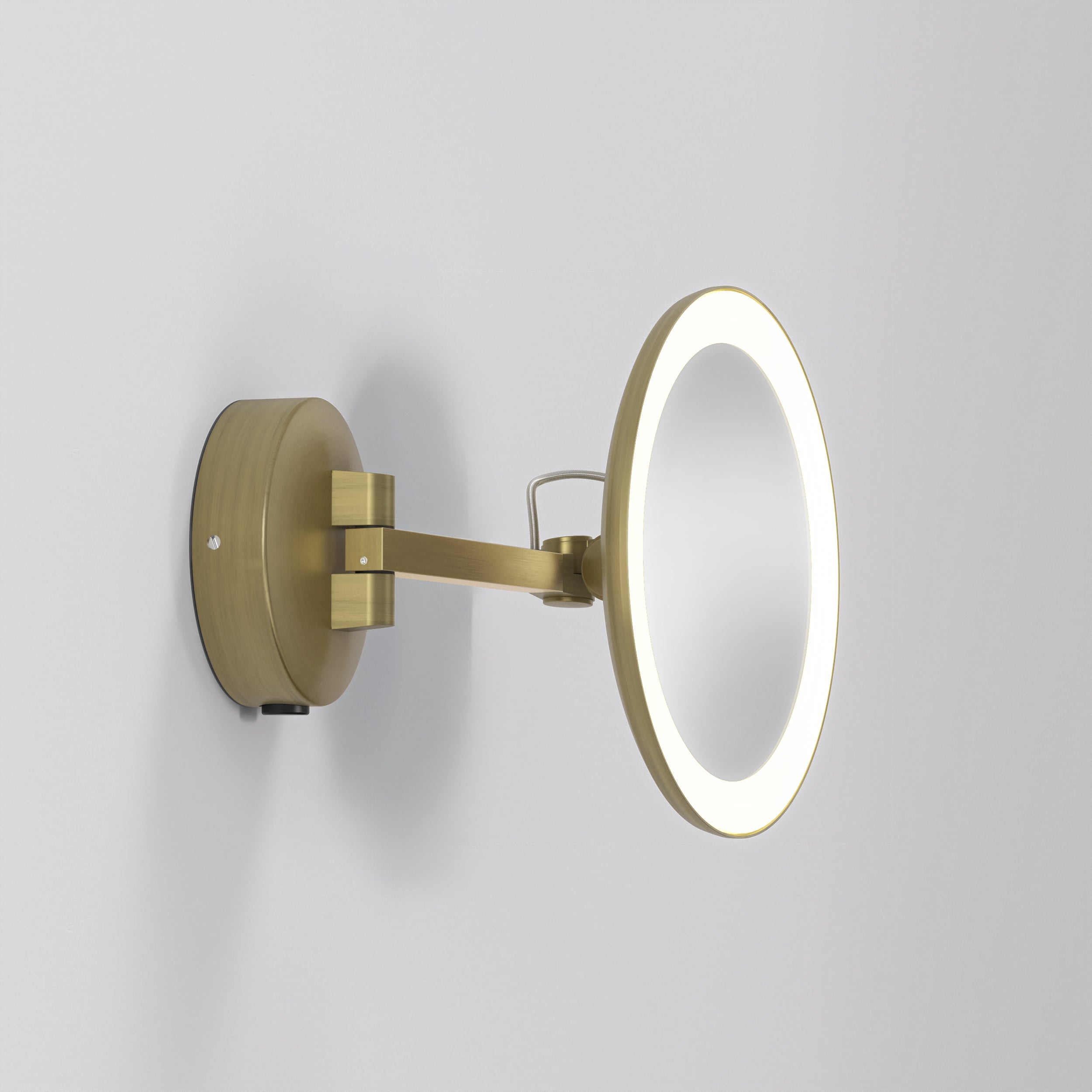 1373027 Mascali Round LED Bathroom Mirror Matt Brushed Brass