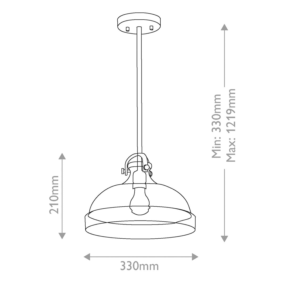 ELS-HAMPTON-P-GR 1 Light Hampton Duo-Mount Pendant Graphite