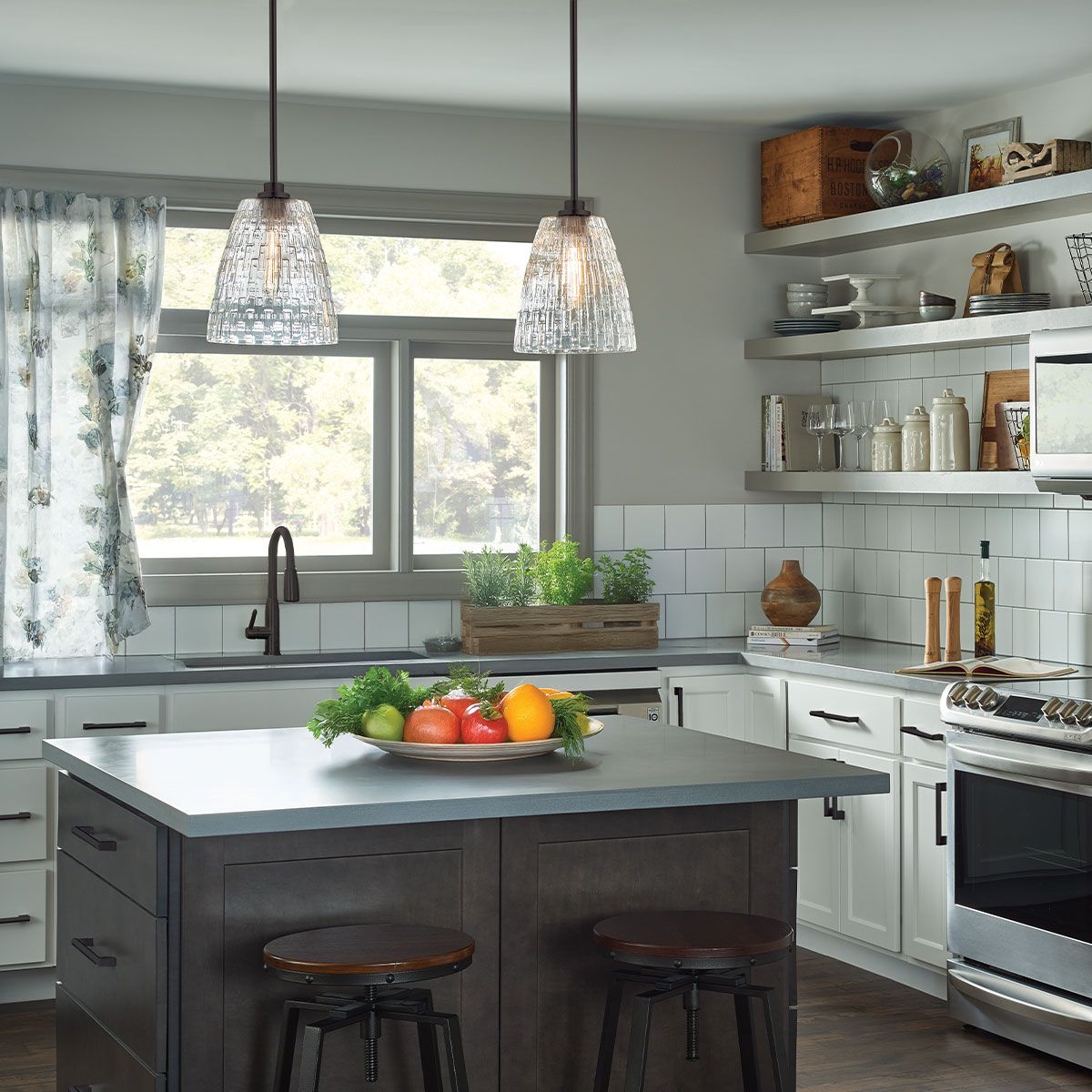 ELS-WINDSOR-P-BLK 1 Light Windsor Duo-Mount Pendant Black