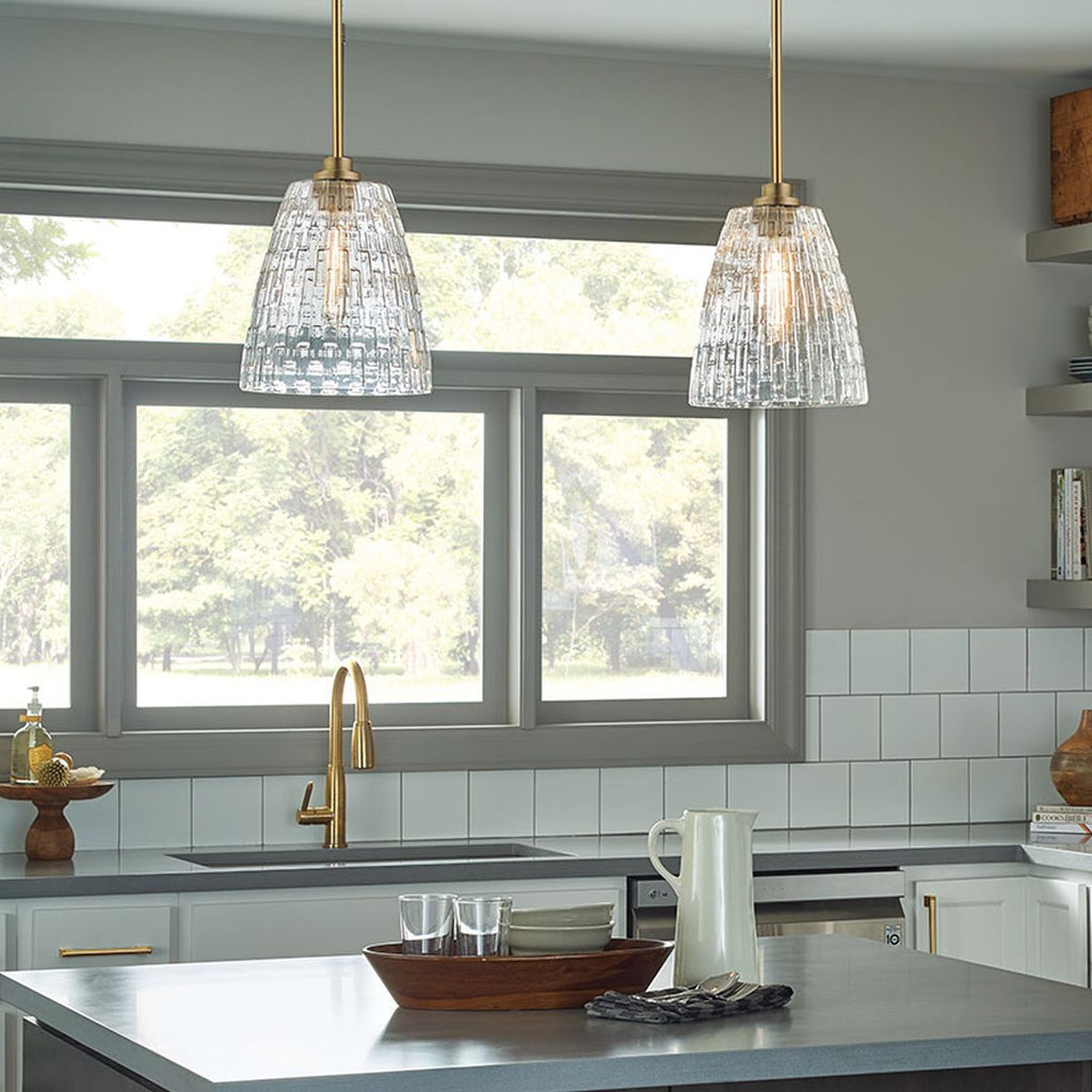 ELS-WINDSOR-P-PNBR 1 Light Windsor Duo-Mount Pendant Painted Natural Brass