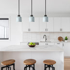ELS-YORK-MP-BLK-PB 1 Light York Duo-Mount Pendant Black & Pale Blue