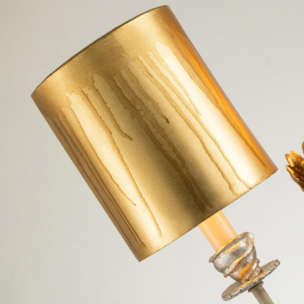 FB-FLAMBEAU2 Flambeau 2 Light Wall Light Gold and Black with Parchment Shades
