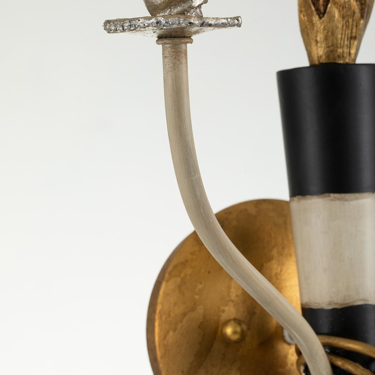 FB-FLAMBEAU2 Flambeau 2 Light Wall Light Gold and Black with Parchment Shades