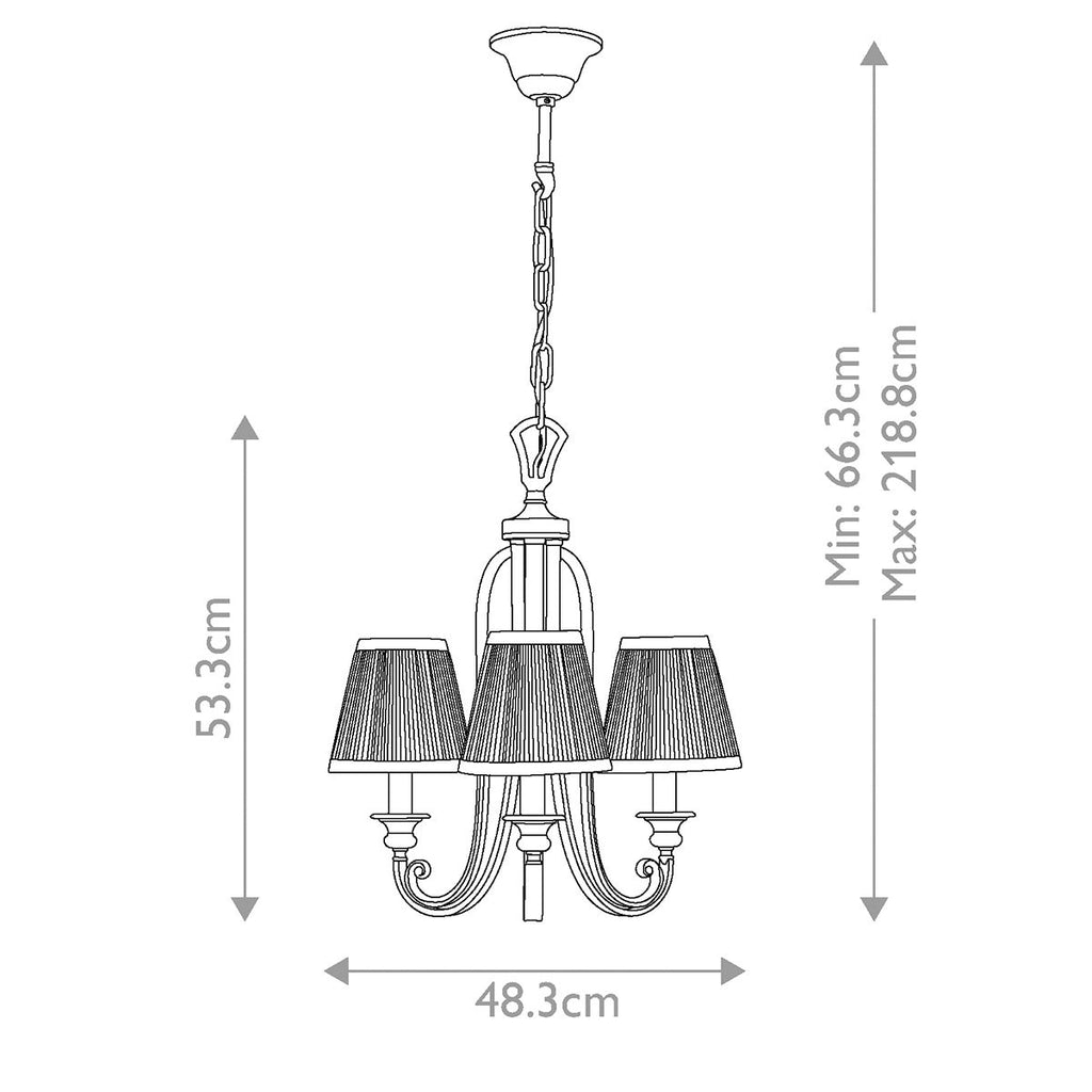 FE-ABBEY3 Abbey 3 Light Chandelier Silver Sand