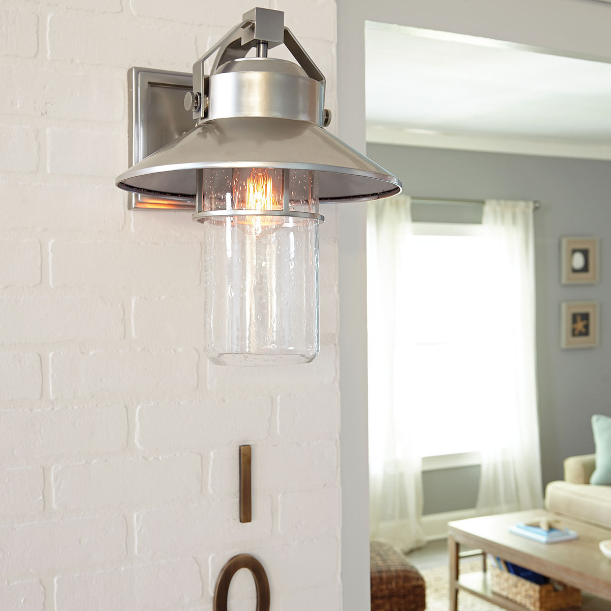 FE-BOYNTON2-L Boynton 1 Light Large  Outdoor Wall Lantern Painted Brushed Steel