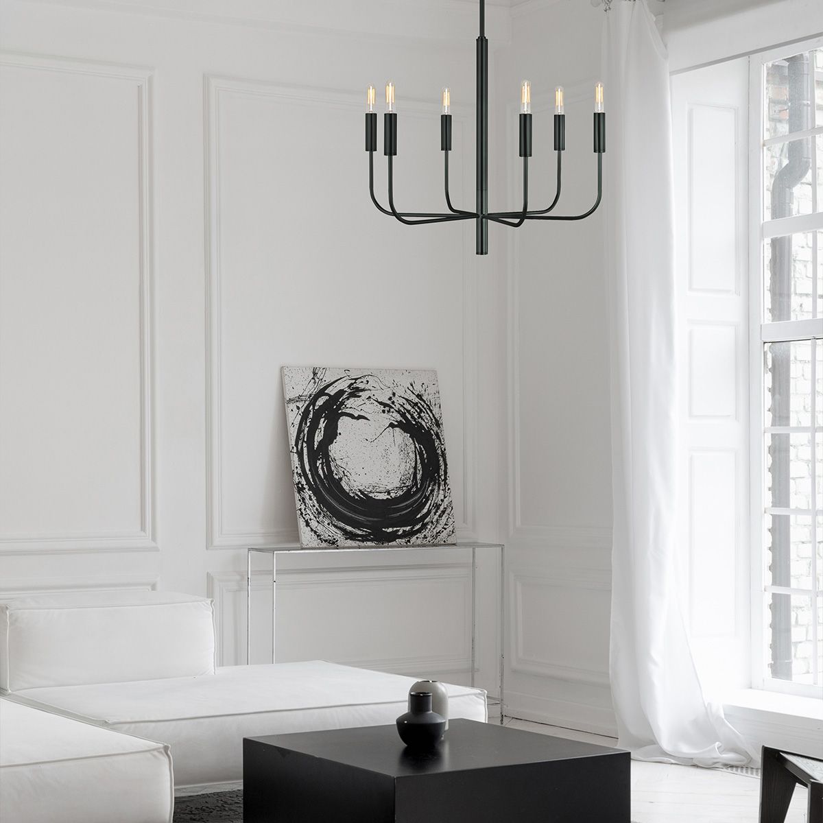 FE-BRIANNA6-BK Brianna 6 Light Chandelier Black