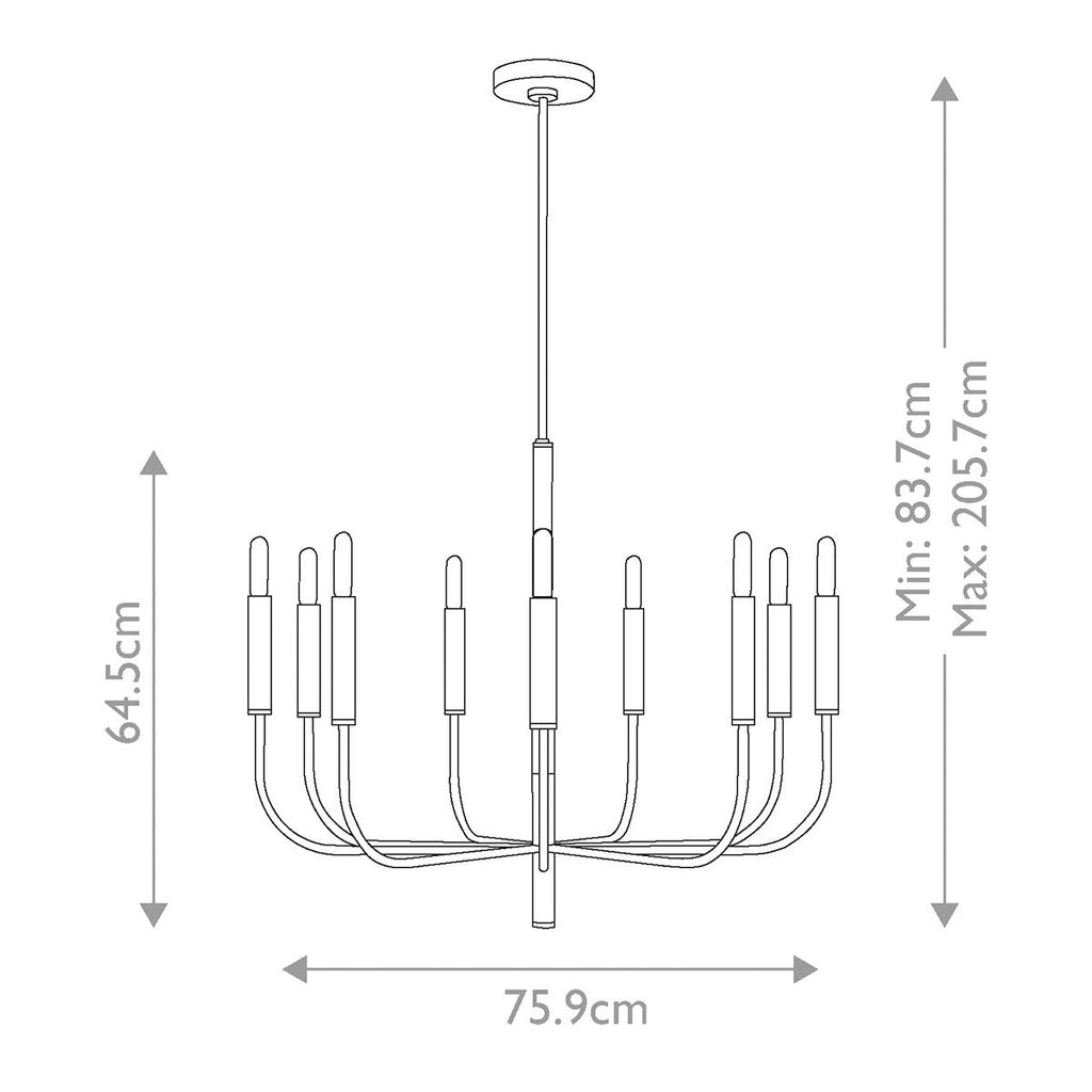 FE-BRIANNA9-BK Brianna 9 Light Chandelier Black