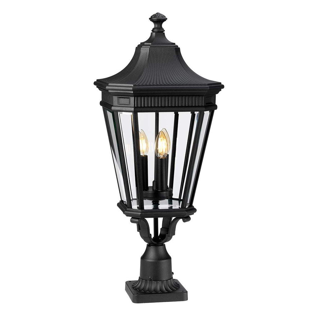 FE-COTSLN3-L-BK Cotswold Lane 3 Light Large  Outdoor Pedestal Black