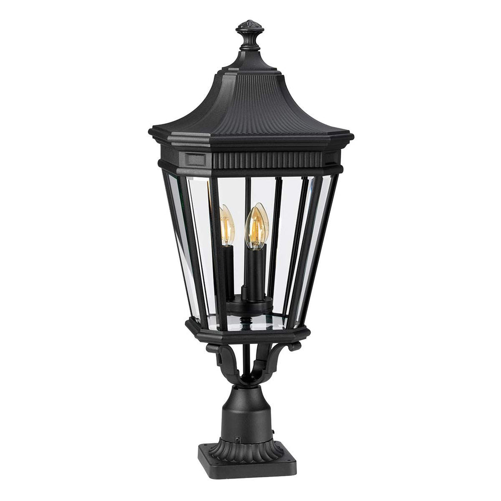FE-COTSLN3-L-BK Cotswold Lane 3 Light Large  Outdoor Pedestal Black