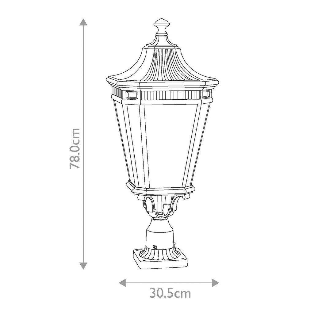 FE-COTSLN3-L-BK Cotswold Lane 3 Light Large  Outdoor Pedestal Black