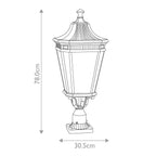 FE-COTSLN3-L-BK Cotswold Lane 3 Light Large  Outdoor Pedestal Black