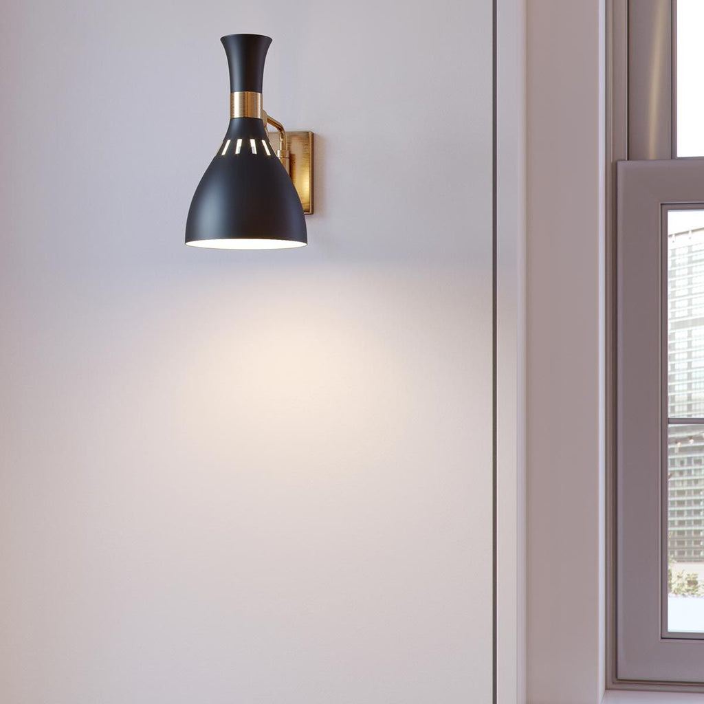 FE-JOAN1-MB Joan 1 Light Wall Light Midnight Black / Burnished Brass