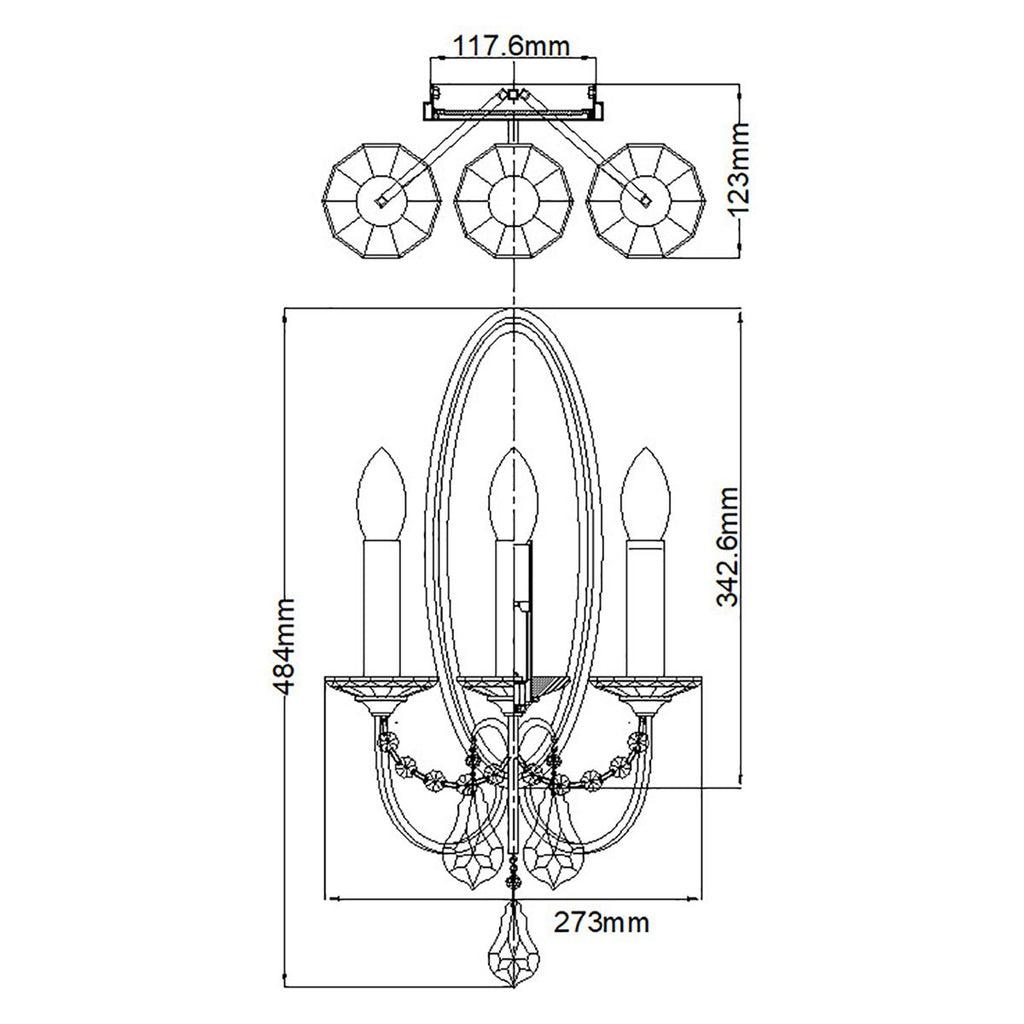 FE-VALENTINA-W3 Valentina 3 Light Wall Light Oxidized Bronze