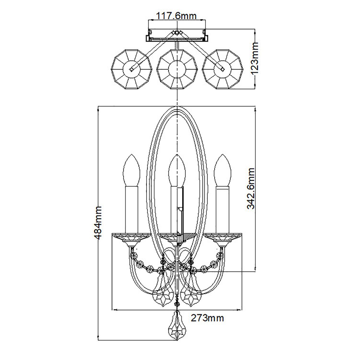 FE-VALENTINA-W3 Valentina 3 Light Wall Light Oxidized Bronze