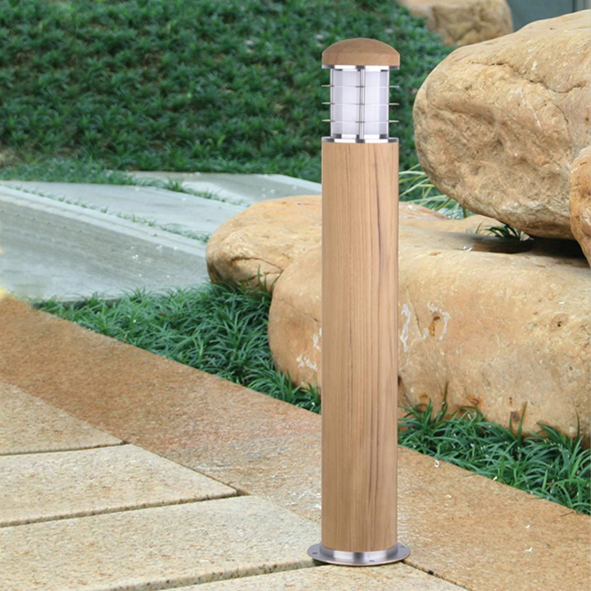 GZ-POOLE-B Poole 1 Light  Outdoor Bollard Teak and Stainless Steel