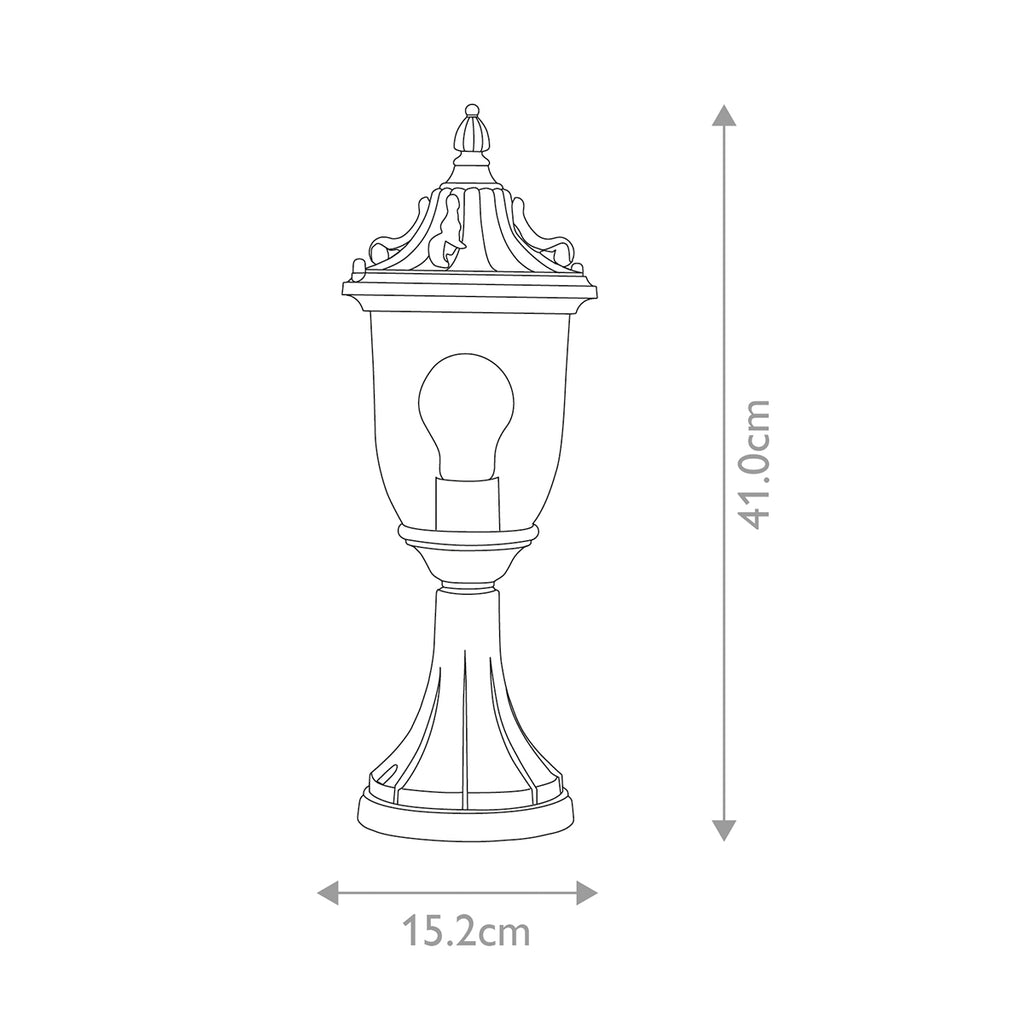 GZH-ELK3 Elkstone 1 Light  Outdoor Pedestal Verdigris