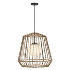 HK-ARLEN-P1-L-BK Arlen 1 Light Large Outdoor Pendant Black & Rattan