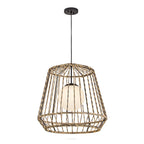 HK-ARLEN-P1-L-BK Arlen 1 Light Large Outdoor Pendant Black & Rattan