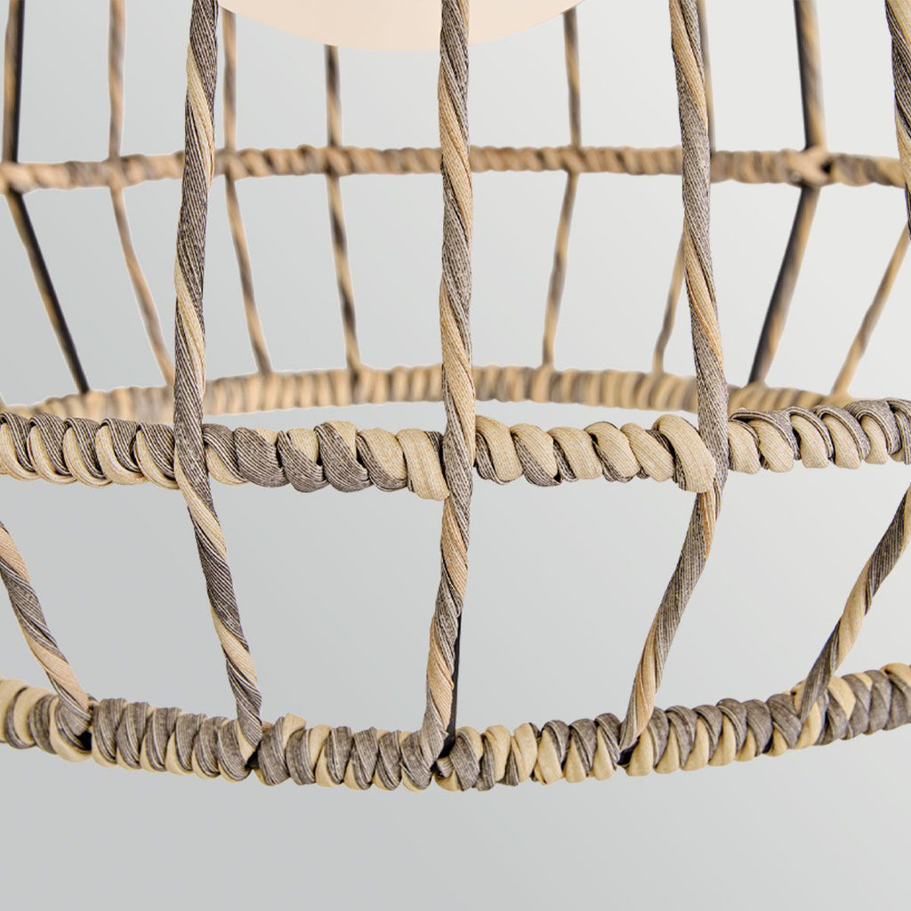 HK-ARLEN-P1-L-BK Arlen 1 Light Large Outdoor Pendant Black & Rattan