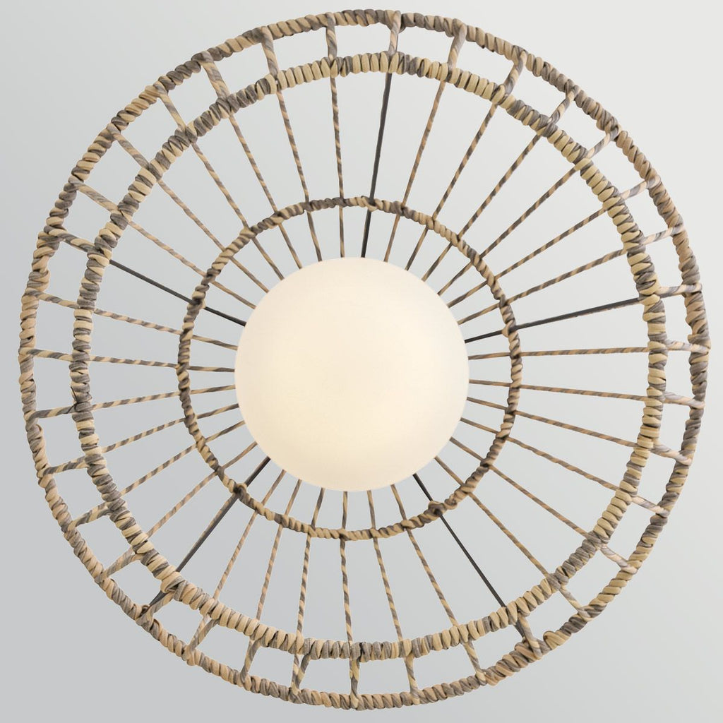 HK-ARLEN-P1-L-BK Arlen 1 Light Large Outdoor Pendant Black & Rattan