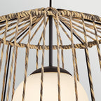 HK-ARLEN-P1-L-BK Arlen 1 Light Large Outdoor Pendant Black & Rattan
