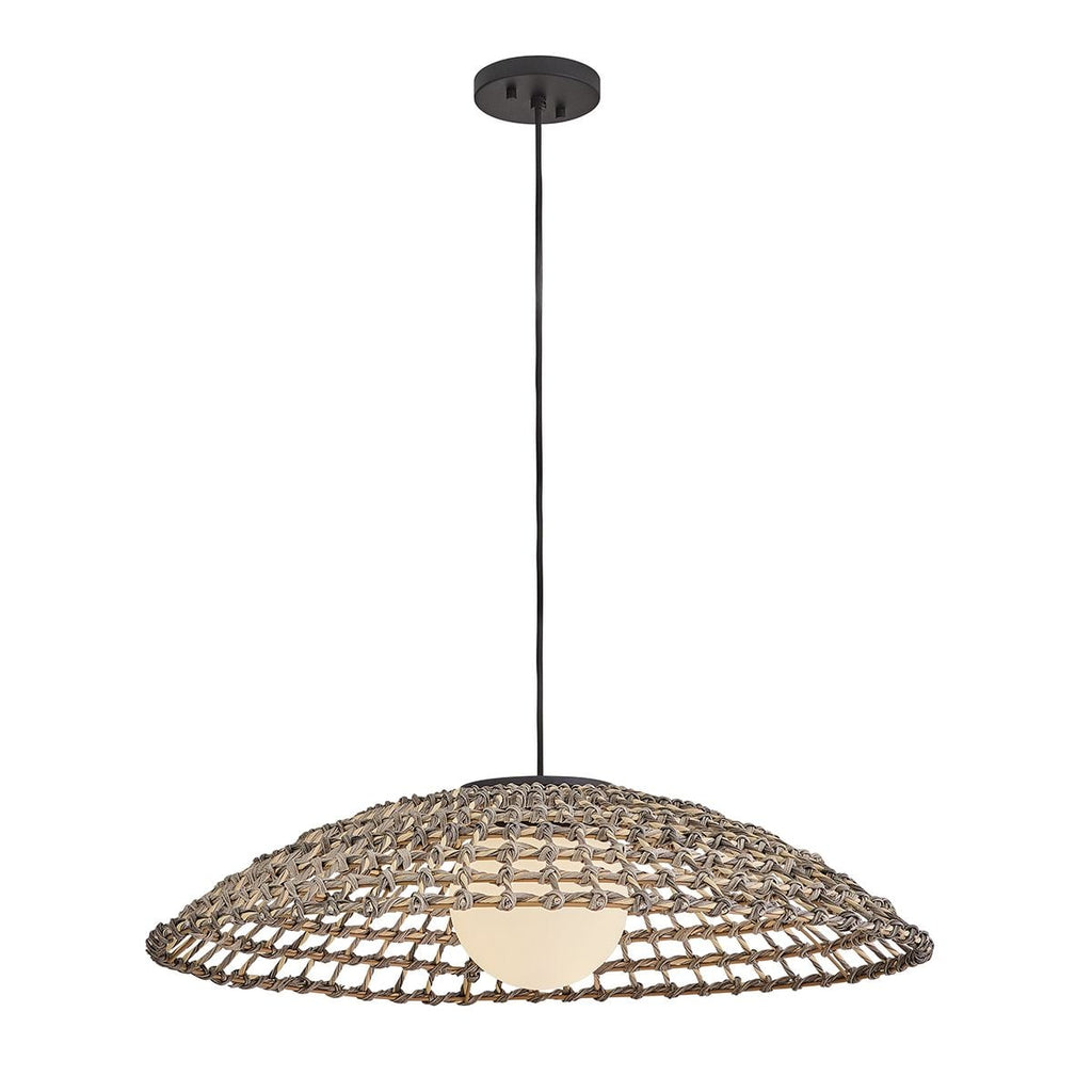 HK-ARLEN-P2-L-BK Arlen 1 Light X-Large Outdoor Pendant Black & Rattan