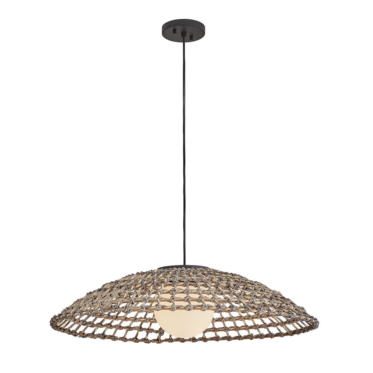 HK-ARLEN-P2-L-BK Arlen 1 Light X-Large Outdoor Pendant Black & Rattan