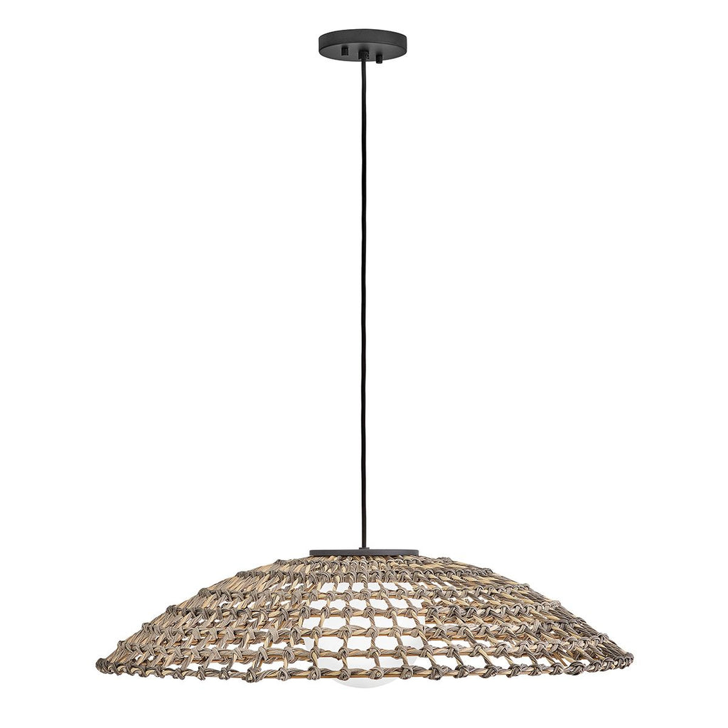 HK-ARLEN-P2-L-BK Arlen 1 Light X-Large Outdoor Pendant Black & Rattan