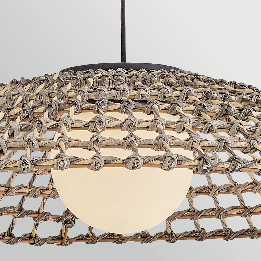 HK-ARLEN-P2-L-BK Arlen 1 Light X-Large Outdoor Pendant Black & Rattan