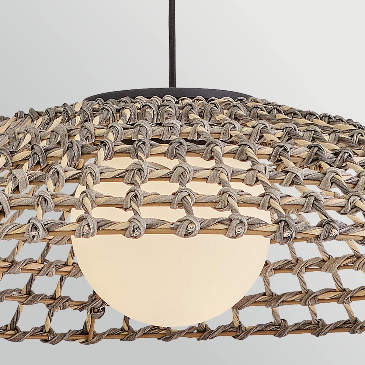 HK-ARLEN-P2-L-BK Arlen 1 Light X-Large Outdoor Pendant Black & Rattan
