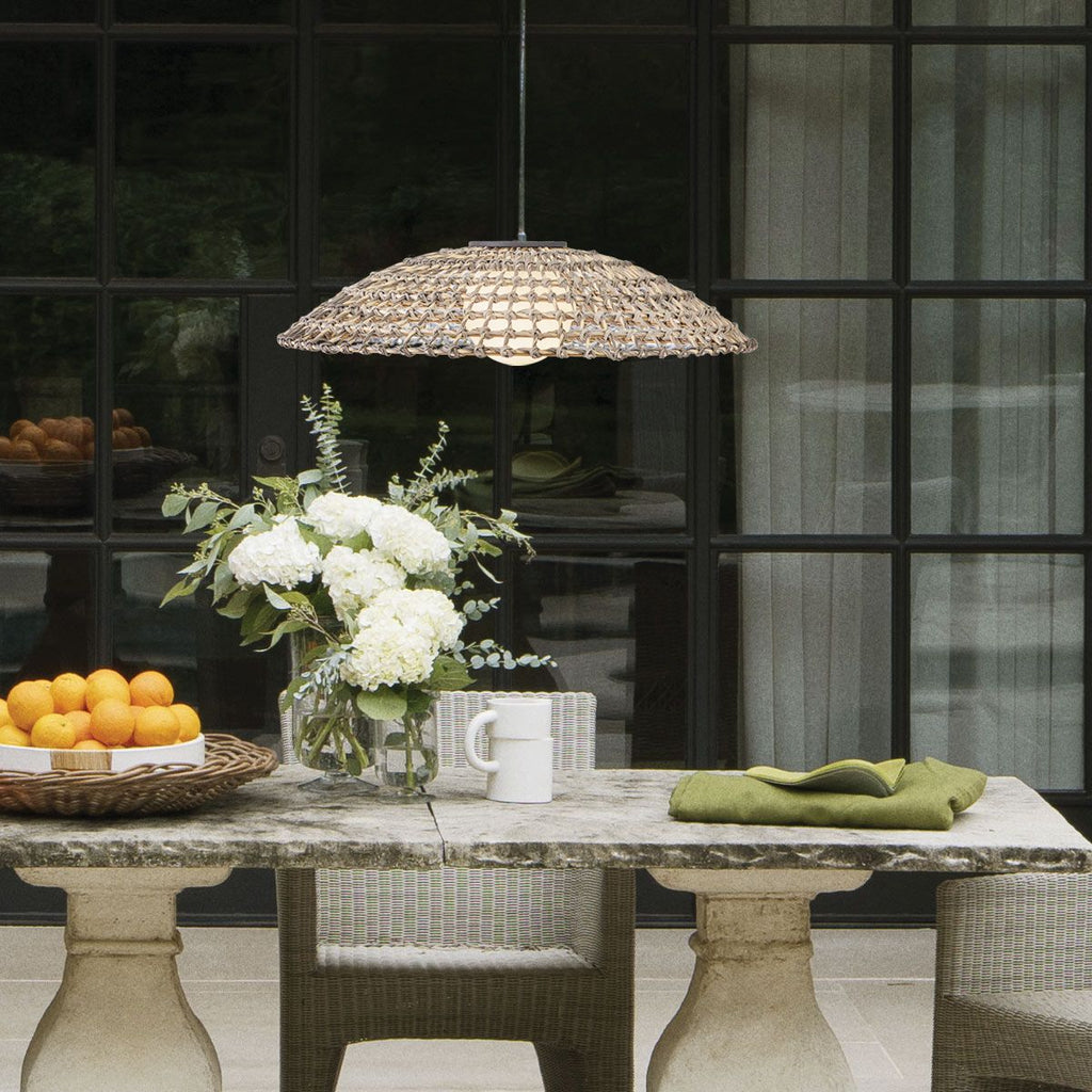 HK-ARLEN-P2-L-BK Arlen 1 Light X-Large Outdoor Pendant Black & Rattan
