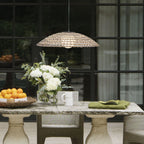 HK-ARLEN-P2-L-BK Arlen 1 Light X-Large Outdoor Pendant Black & Rattan