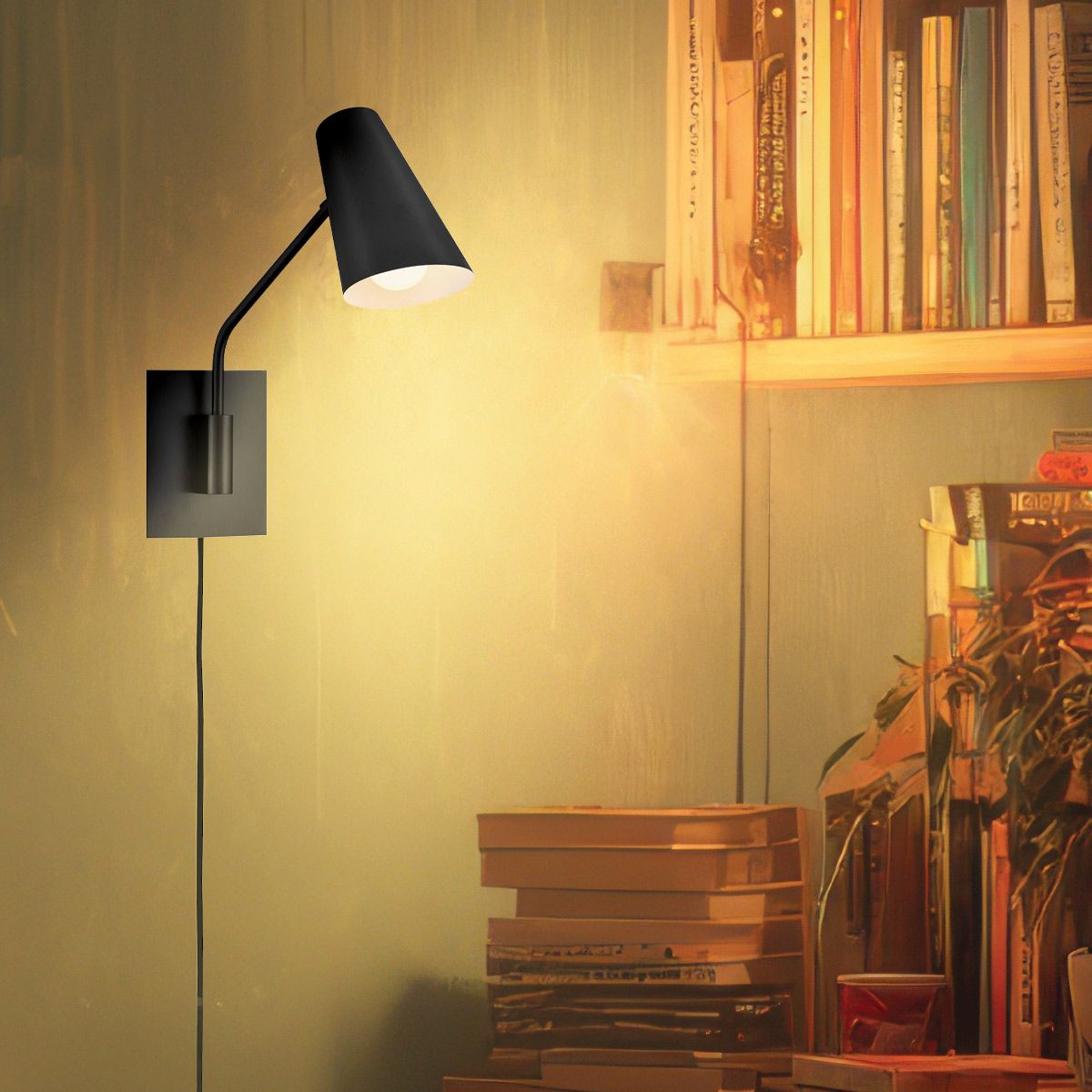 HK-BRAY-1WB-BK Bray 1 Light Wall Light Black
