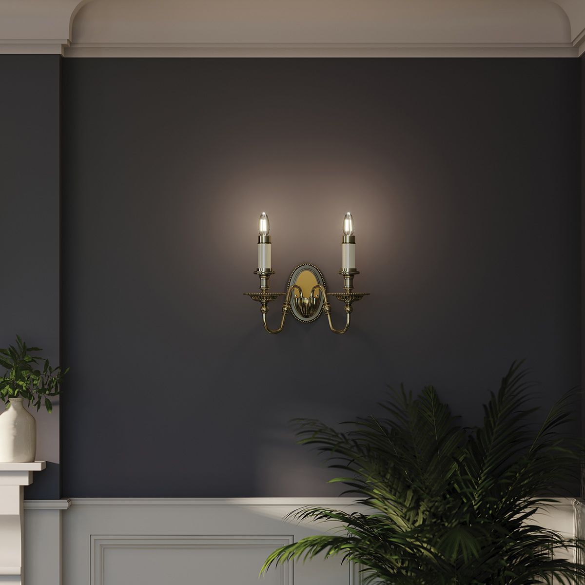HK-CAMBRIDGE2 Cambridge 2 Light Wall Light Burnished Brass