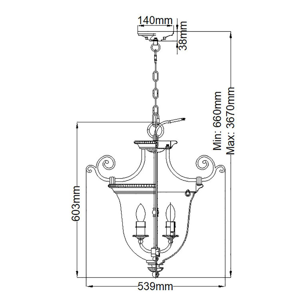 HK-CAMBRIDGE-P-S Cambridge 3 Light Small Pendant Burnished Brass