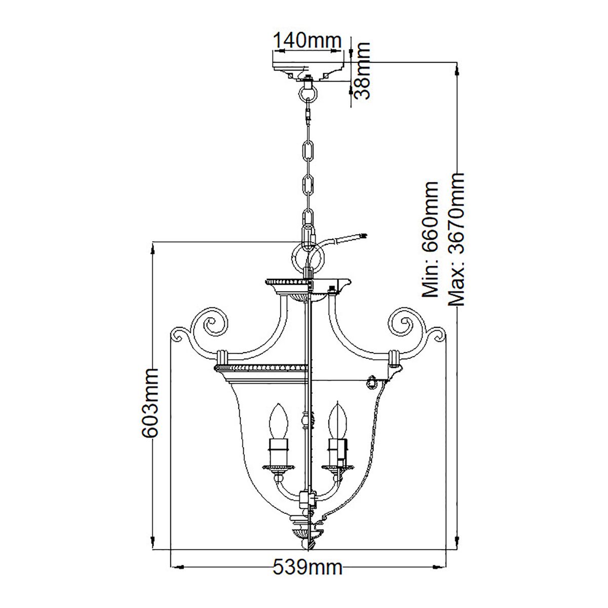 HK-CAMBRIDGE-P-S Cambridge 3 Light Small Pendant Burnished Brass