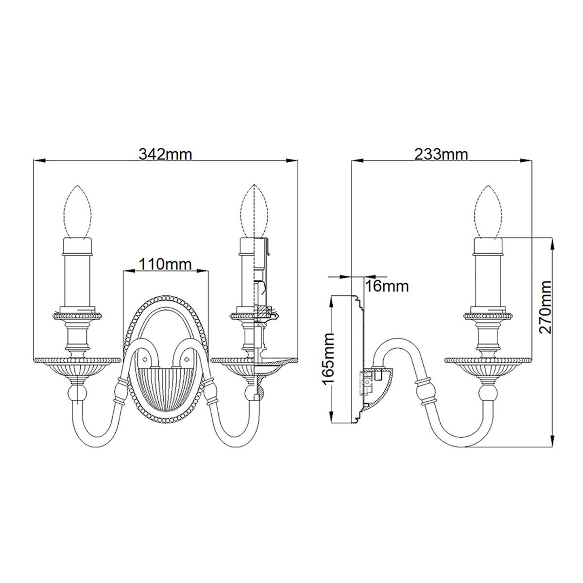HK-CAMBRIDGE2 Cambridge 2 Light Wall Light Burnished Brass