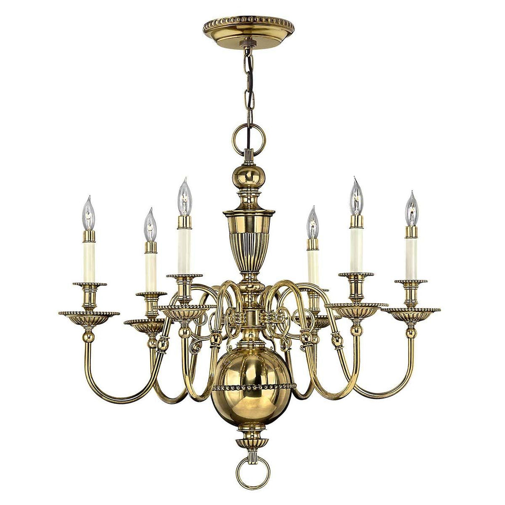 HK-CAMBRIDGE6 Cambridge 6 Light Chandelier Burnished Brass