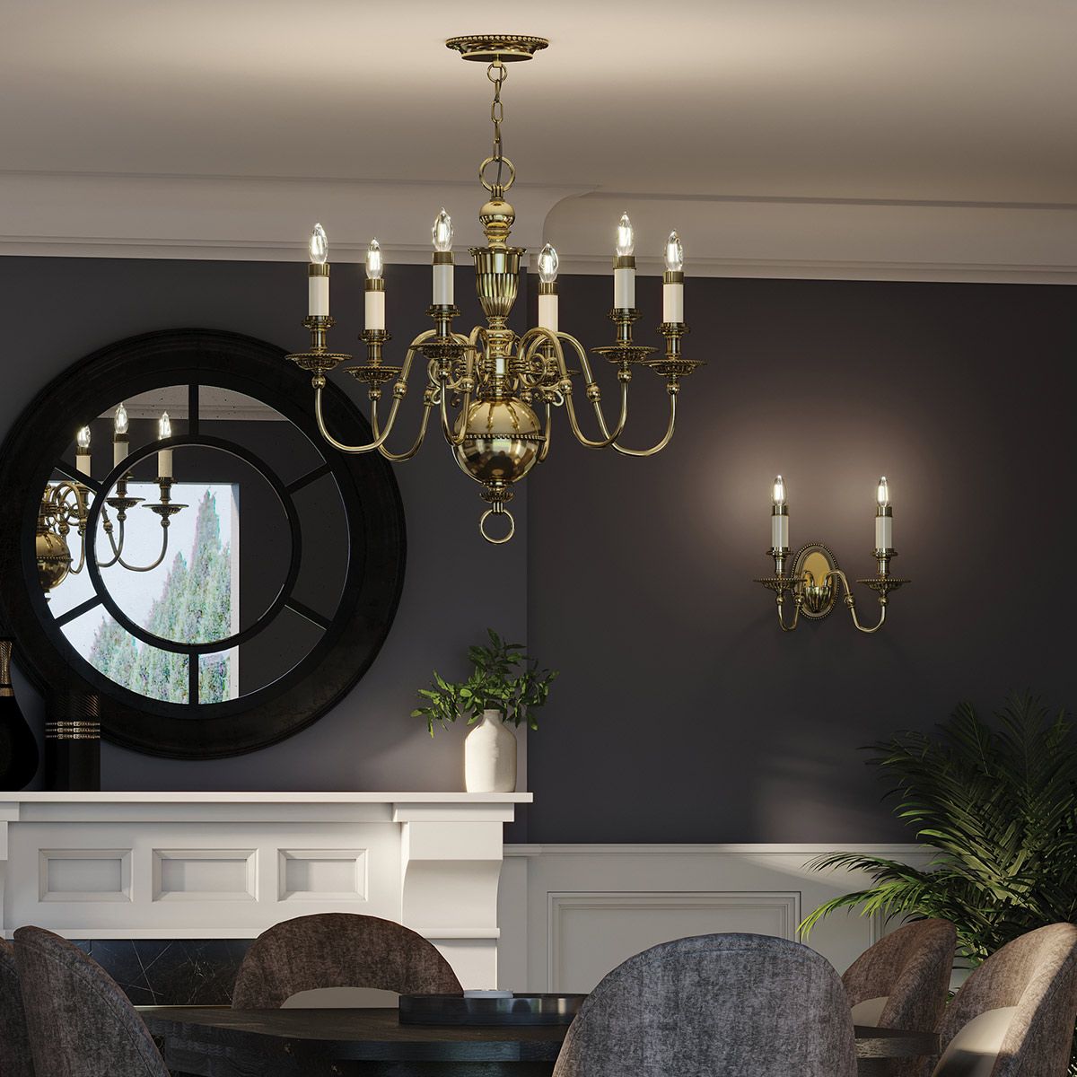 HK-CAMBRIDGE6 Cambridge 6 Light Chandelier Burnished Brass