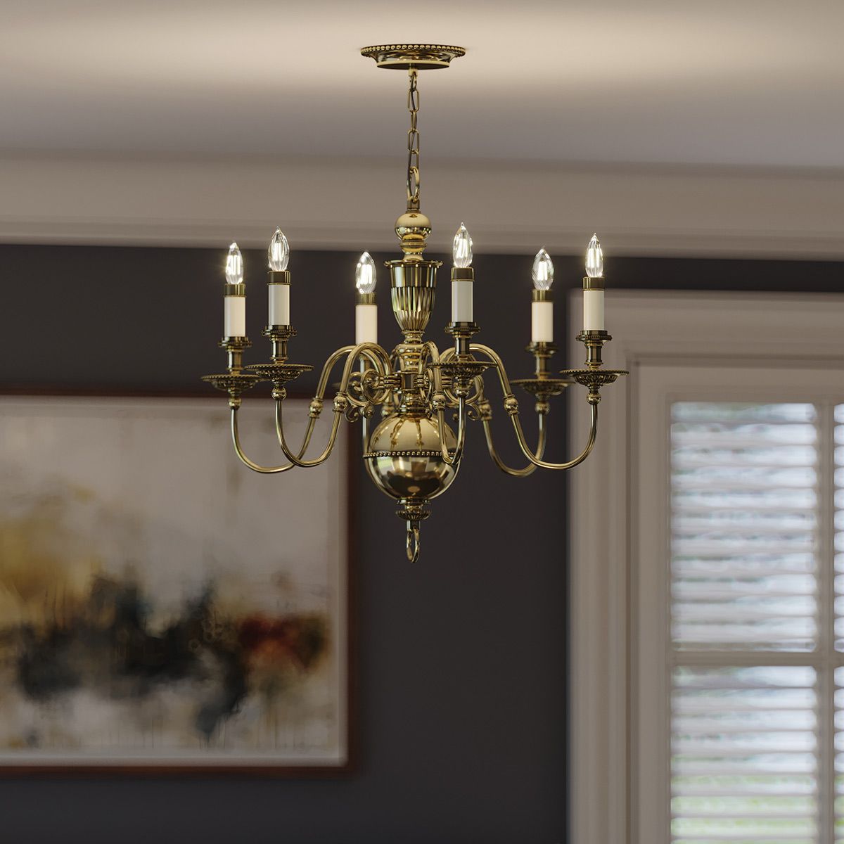HK-CAMBRIDGE6 Cambridge 6 Light Chandelier Burnished Brass