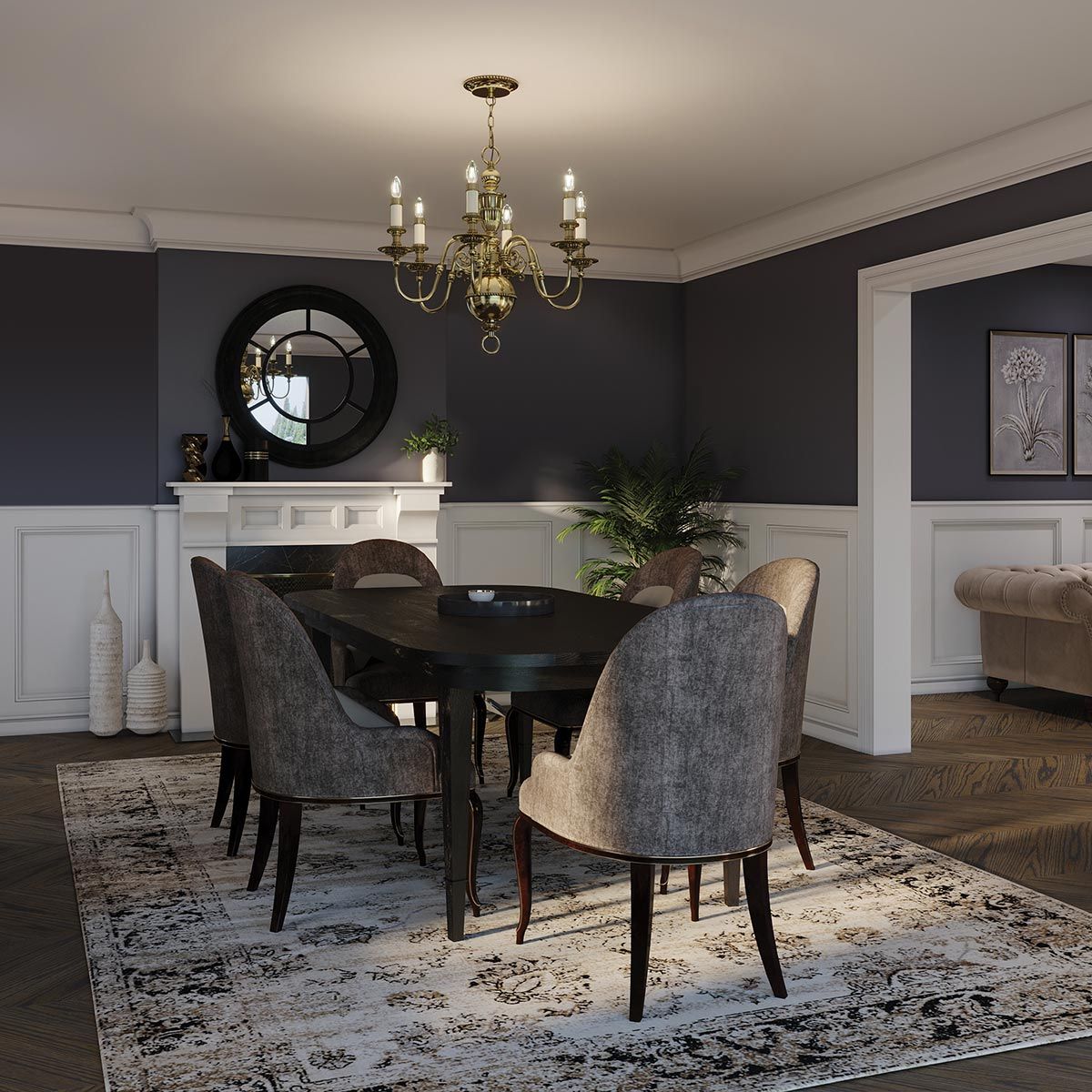 HK-CAMBRIDGE6 Cambridge 6 Light Chandelier Burnished Brass